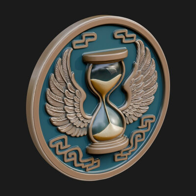 Winged Hourglass Oval Plaque Design 1 3D Print Model
