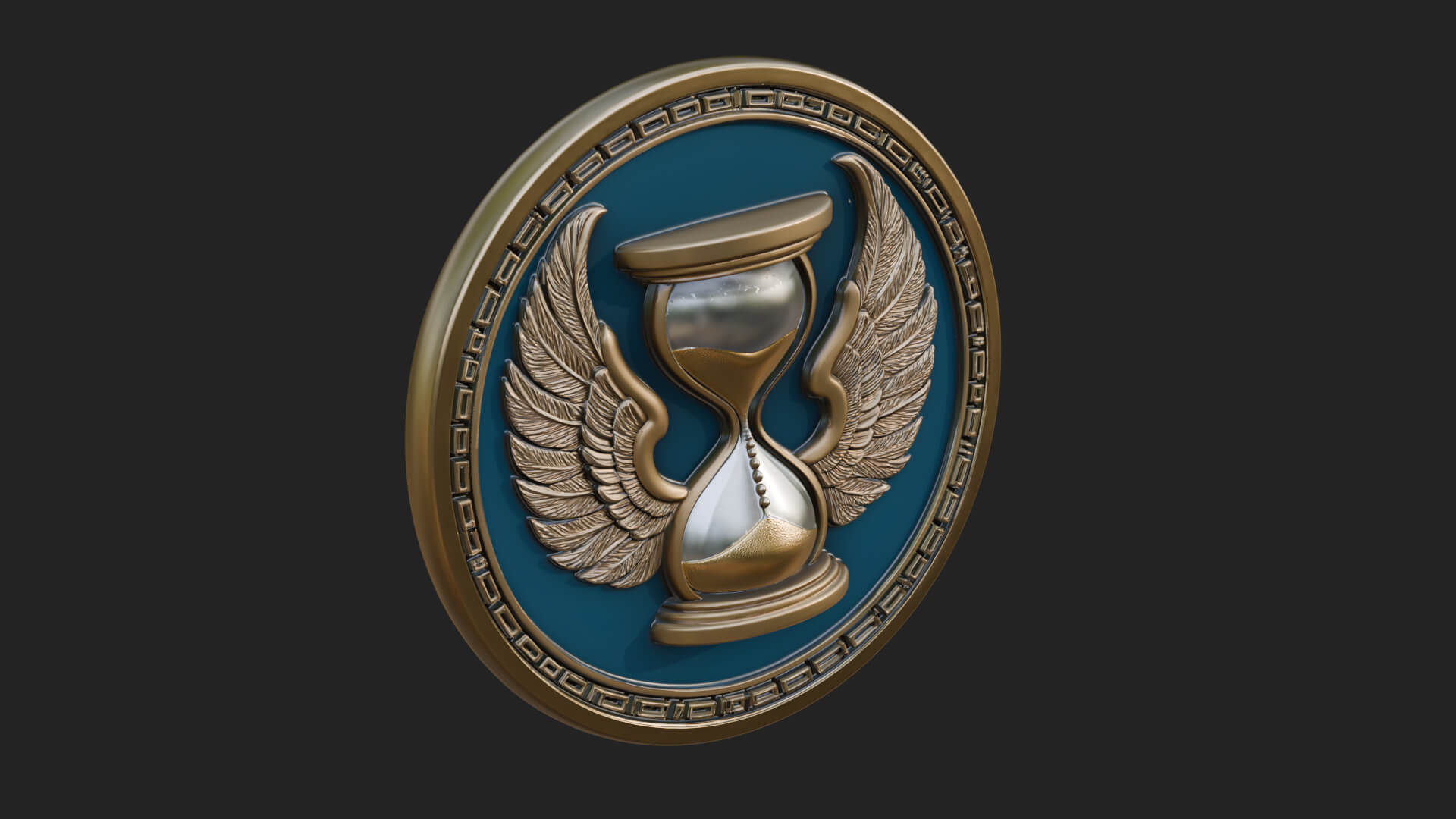 Winged Hourglass Oval Plaque Design 2 3D Print Model 3D Model