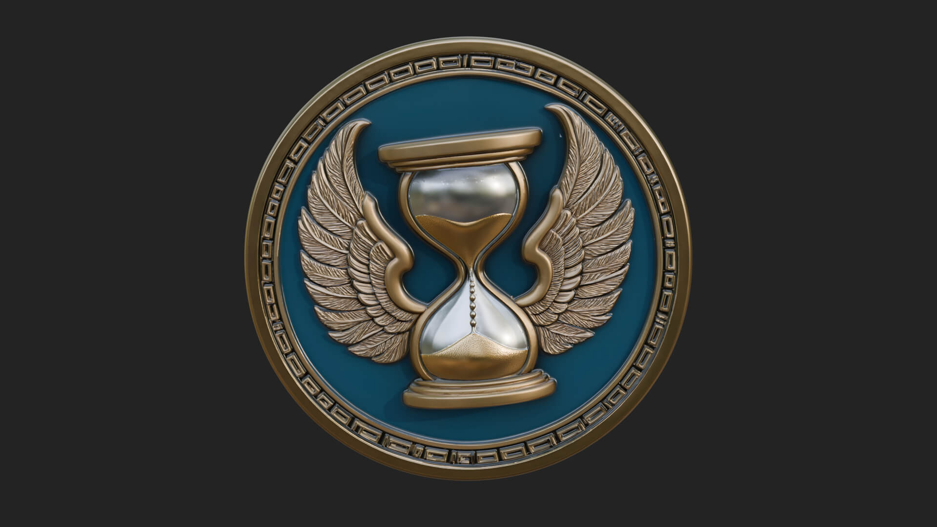 Winged Hourglass Oval Plaque Design 2 3D Print Model 3D Model