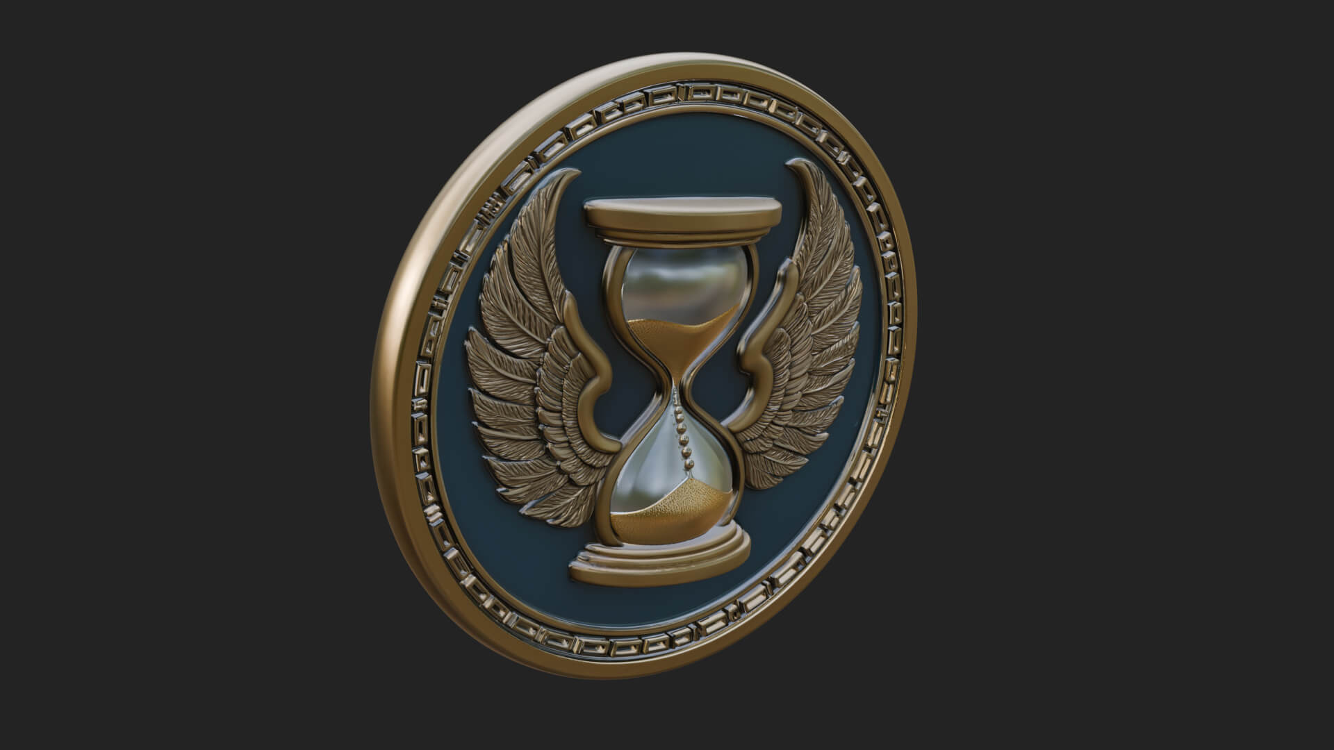 Winged Hourglass Oval Plaque Design 2 3D Print Model 3D Model
