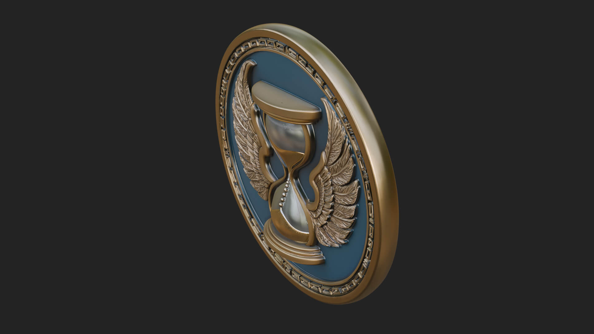 Winged Hourglass Oval Plaque Design 2 3D Print Model 3D Model