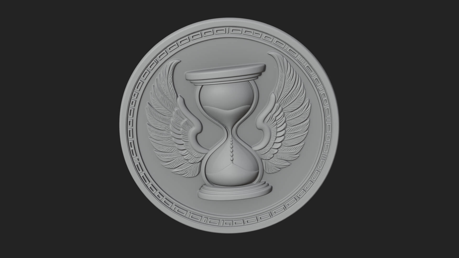 Winged Hourglass Oval Plaque Design 2 3D Print Model 3D Model