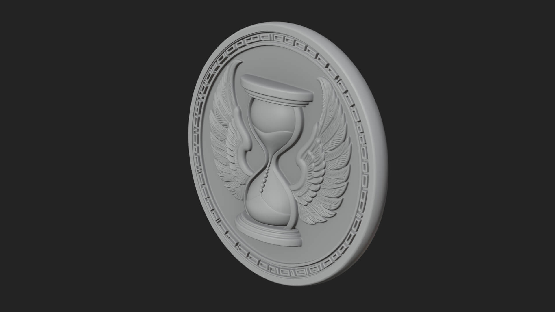 Winged Hourglass Oval Plaque Design 2 3D Print Model 3D Model