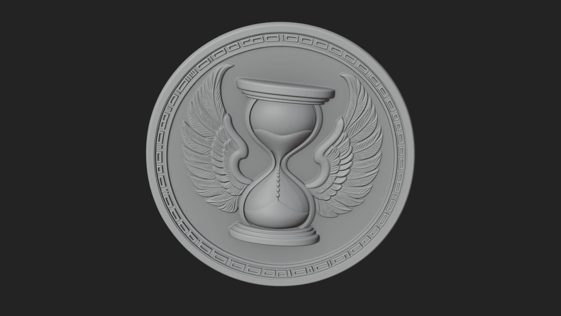 Winged Hourglass Oval Plaque Design 2 3D Print Model 3D Model