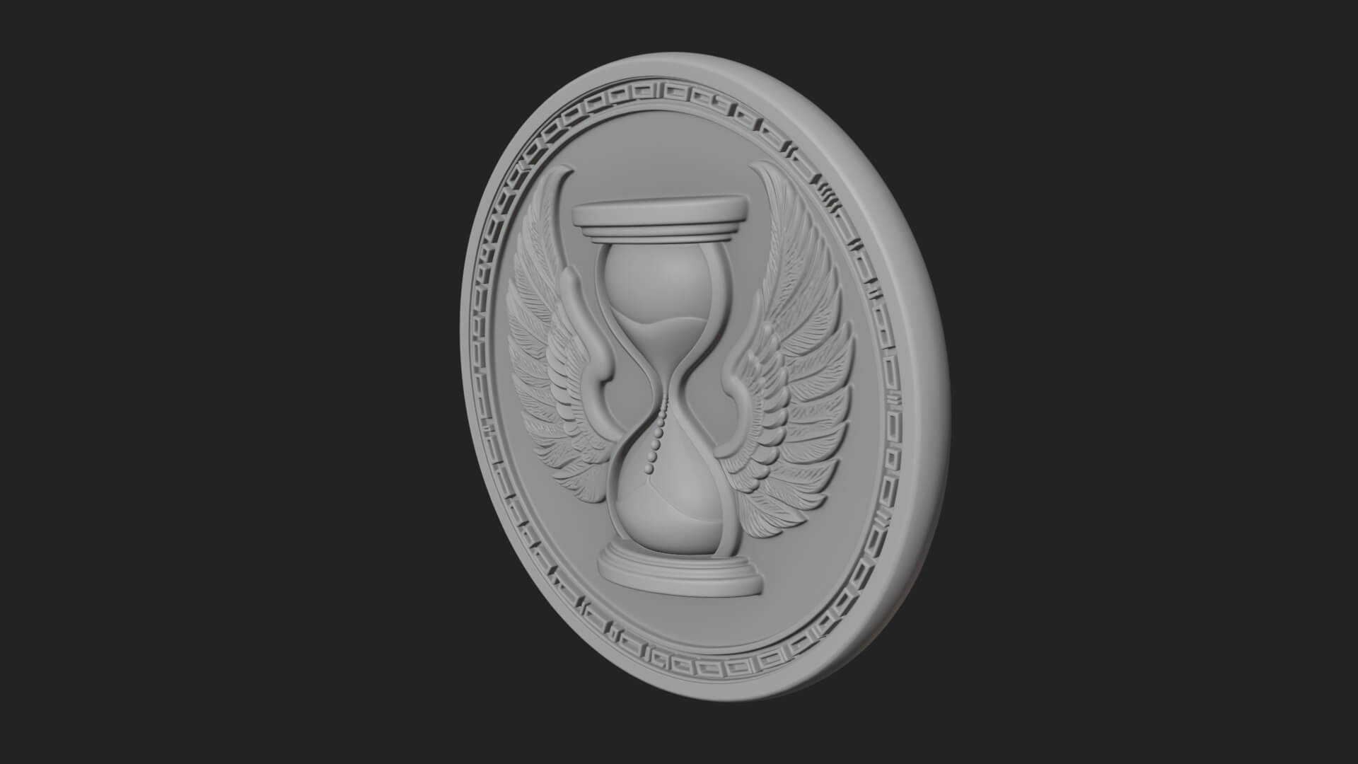 Winged Hourglass Oval Plaque Design 2 3D Print Model 3D Model
