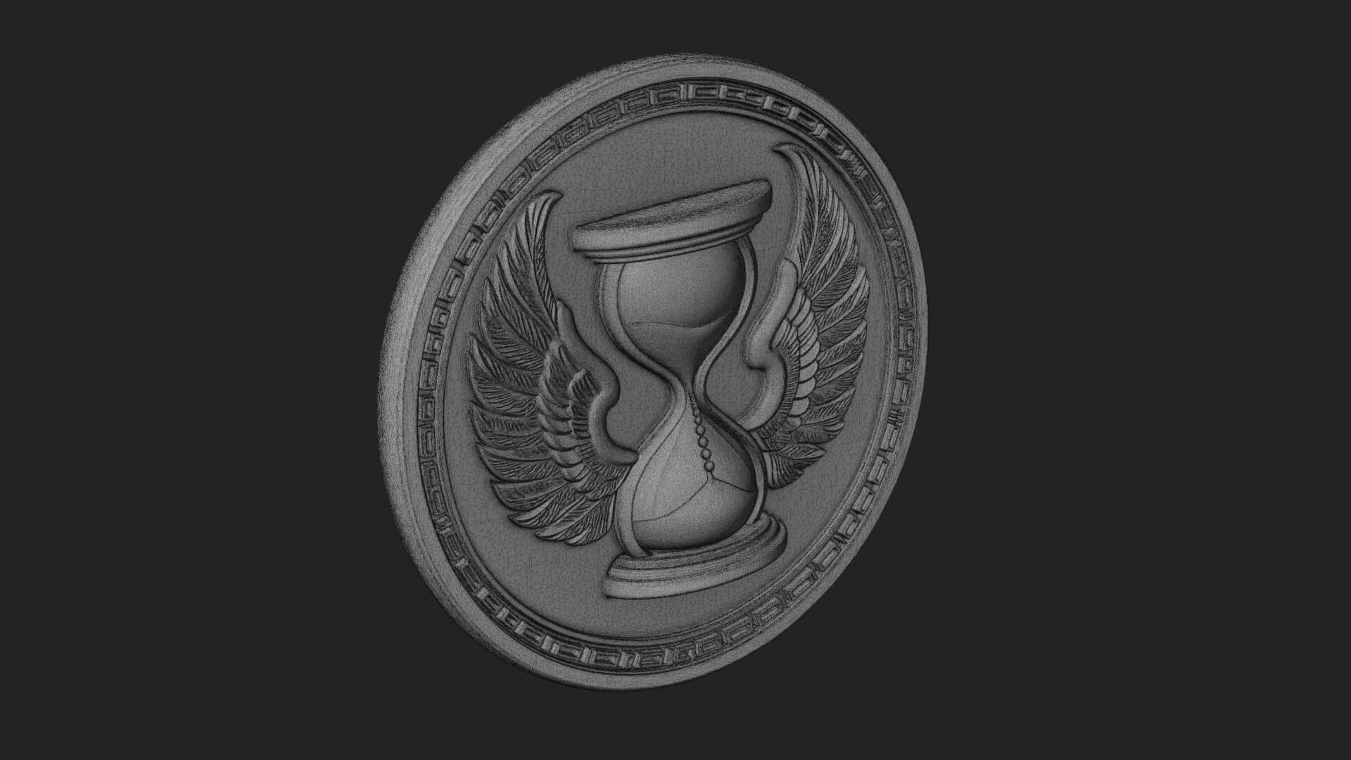 Winged Hourglass Oval Plaque Design 2 3D Print Model 3D Model