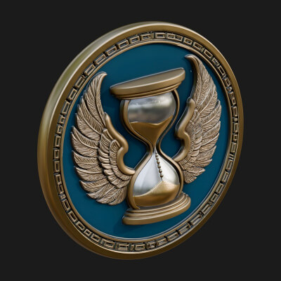 Winged Hourglass Oval Plaque Design 2 3D Print Model