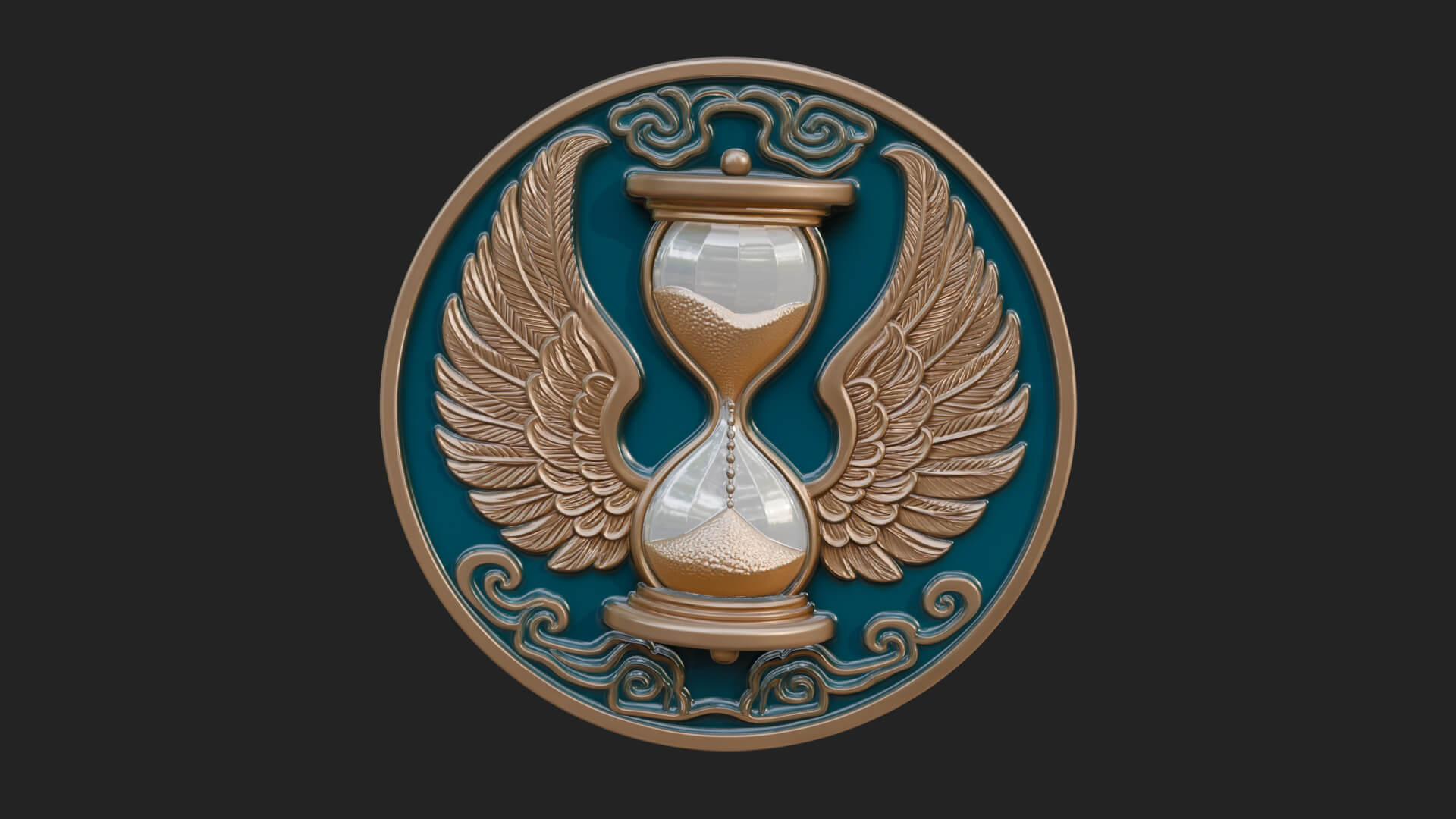 Winged Hourglass Oval Plaque Design 3 3D Print Model 3D Model