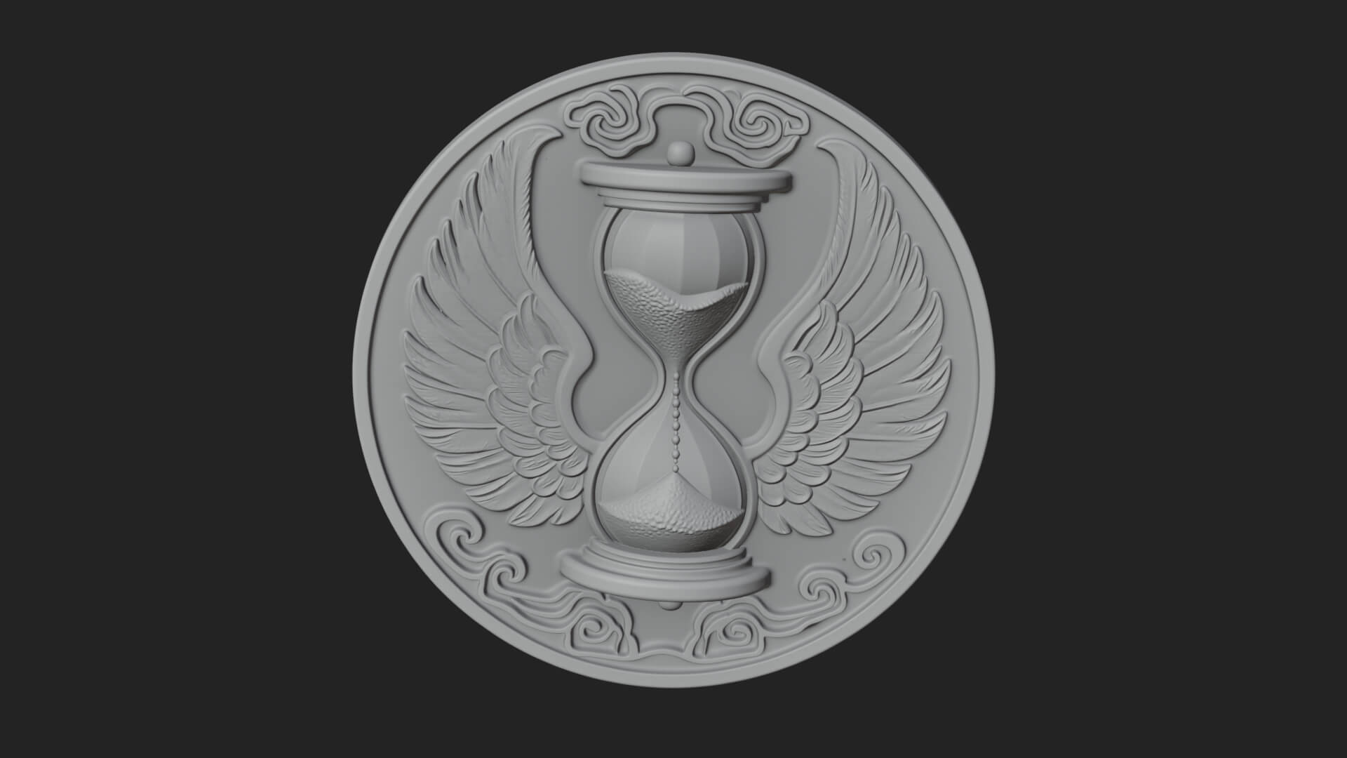Winged Hourglass Oval Plaque Design 3 3D Print Model 3D Model