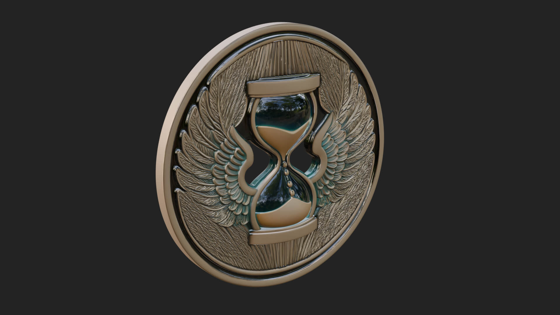 Winged Hourglass Oval Plaque Design 4 3D Print Model 3D Model
