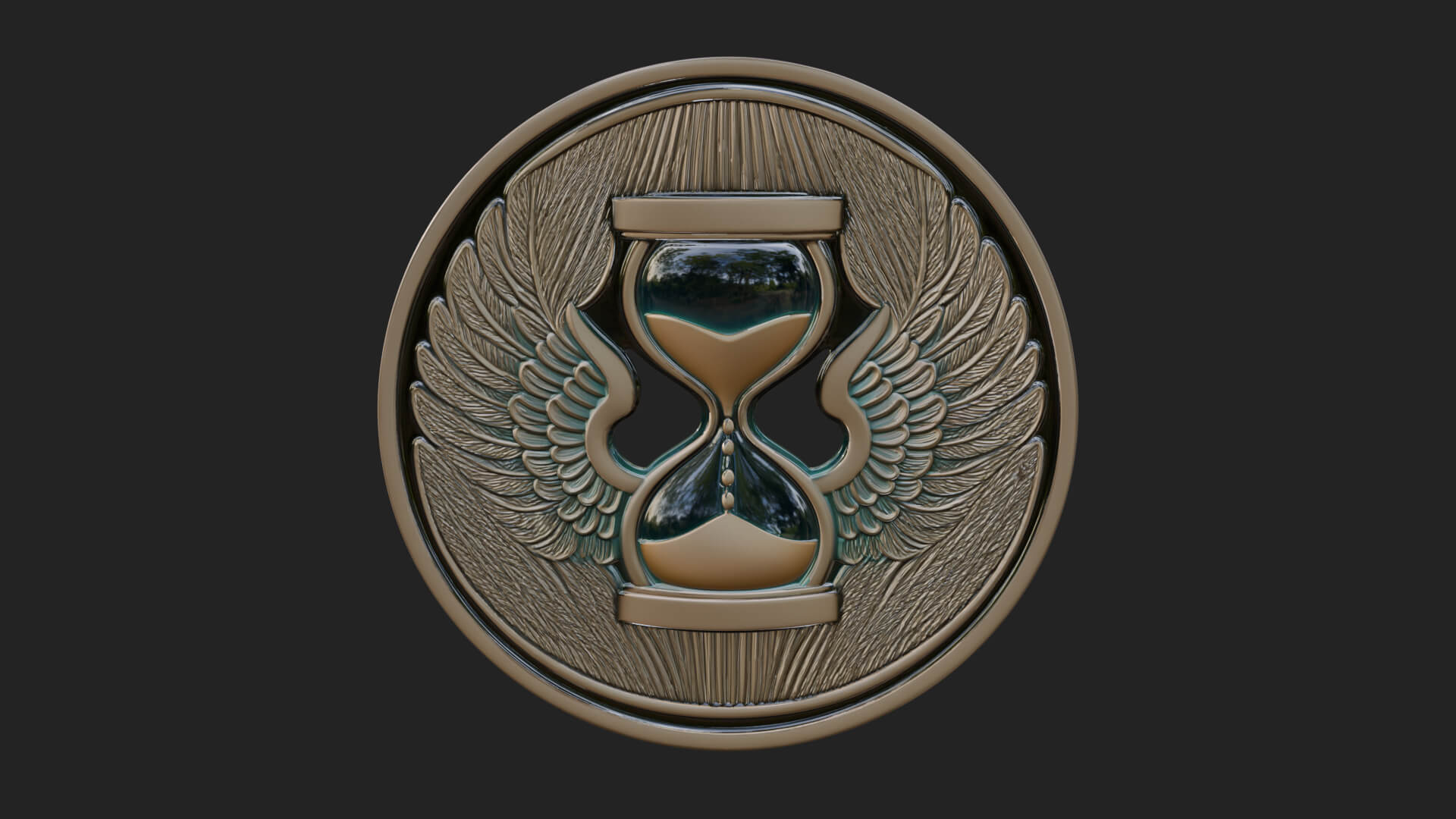 Winged Hourglass Oval Plaque Design 4 3D Print Model 3D Model
