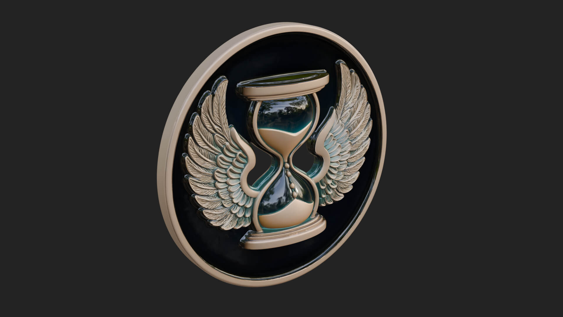 Winged Hourglass Oval Plaque Design 4 3D Print Model 3D Model