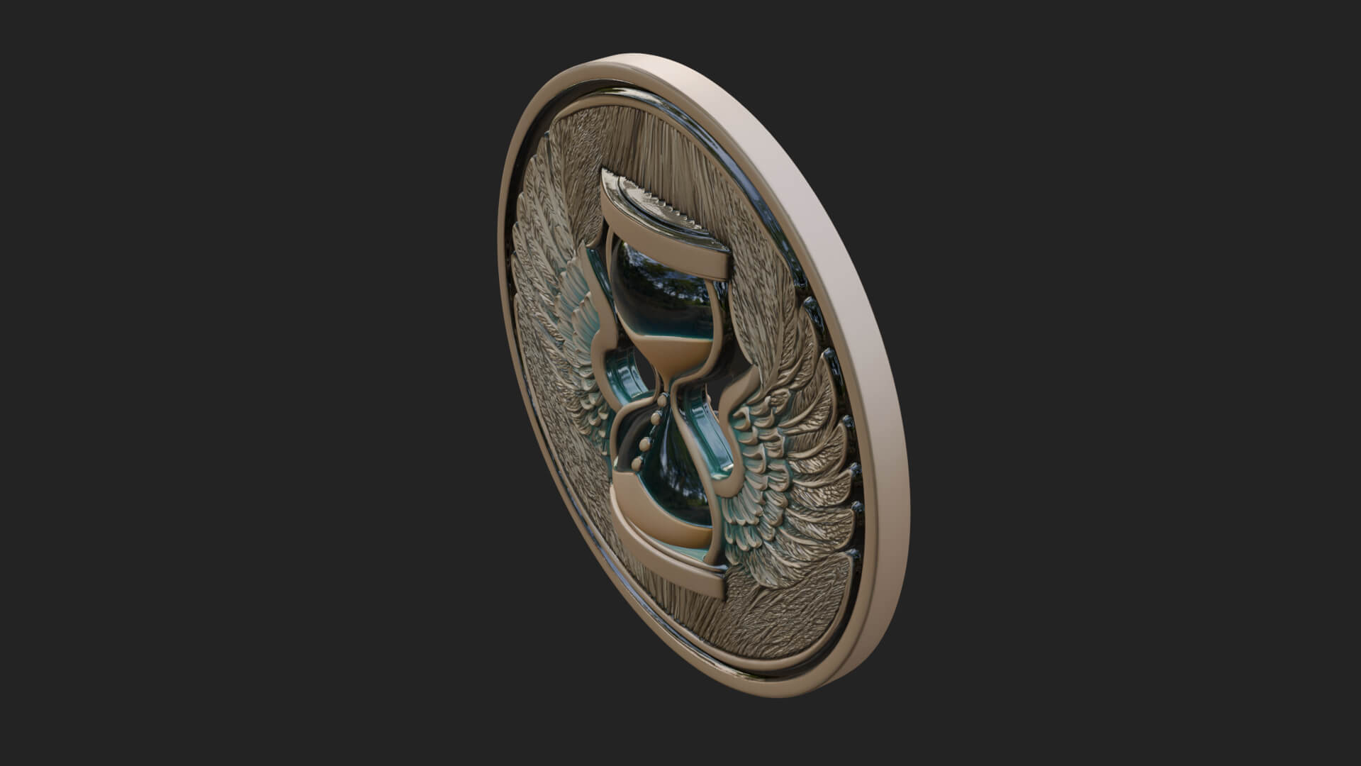 Winged Hourglass Oval Plaque Design 4 3D Print Model 3D Model