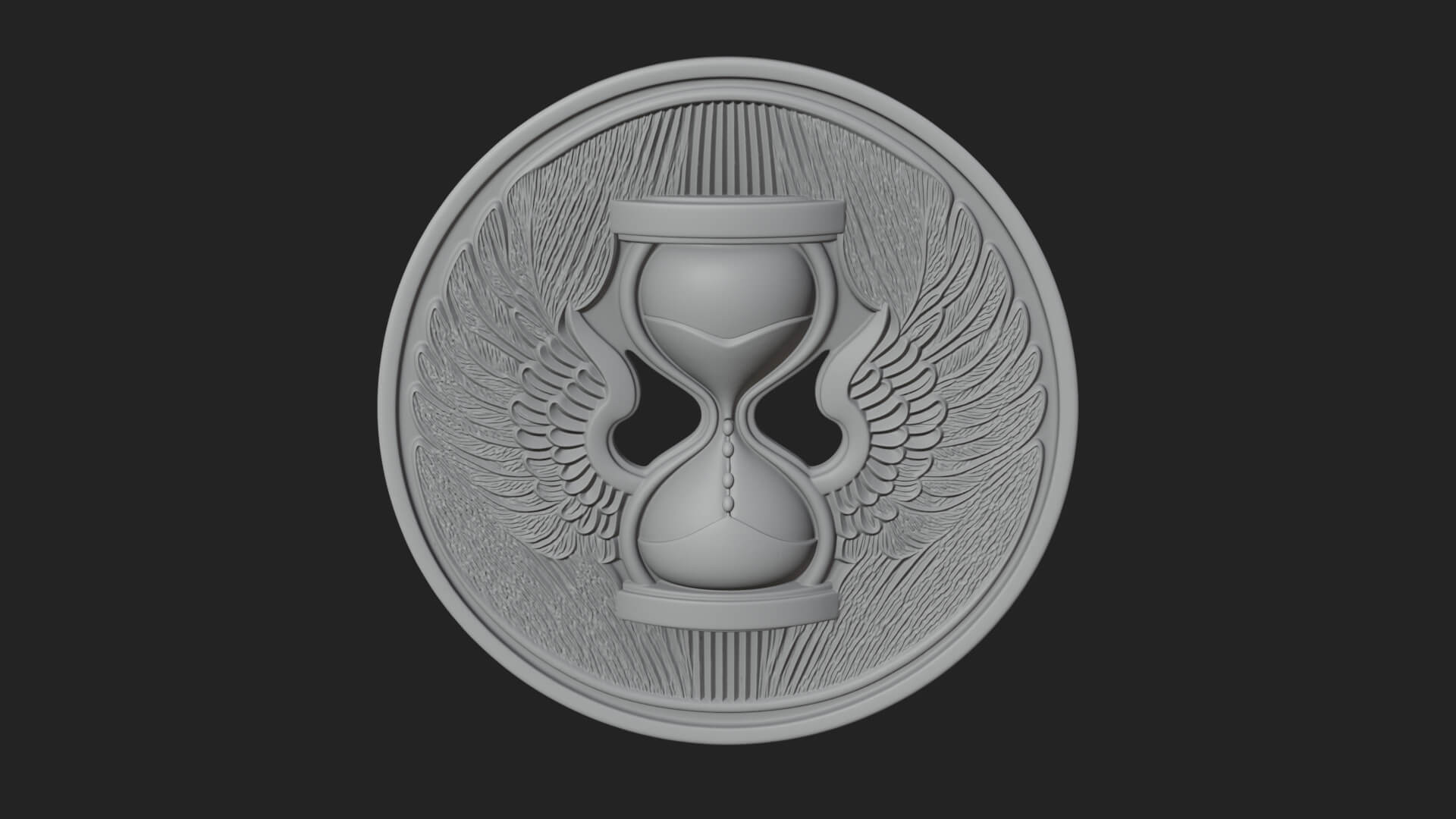 Winged Hourglass Oval Plaque Design 4 3D Print Model 3D Model