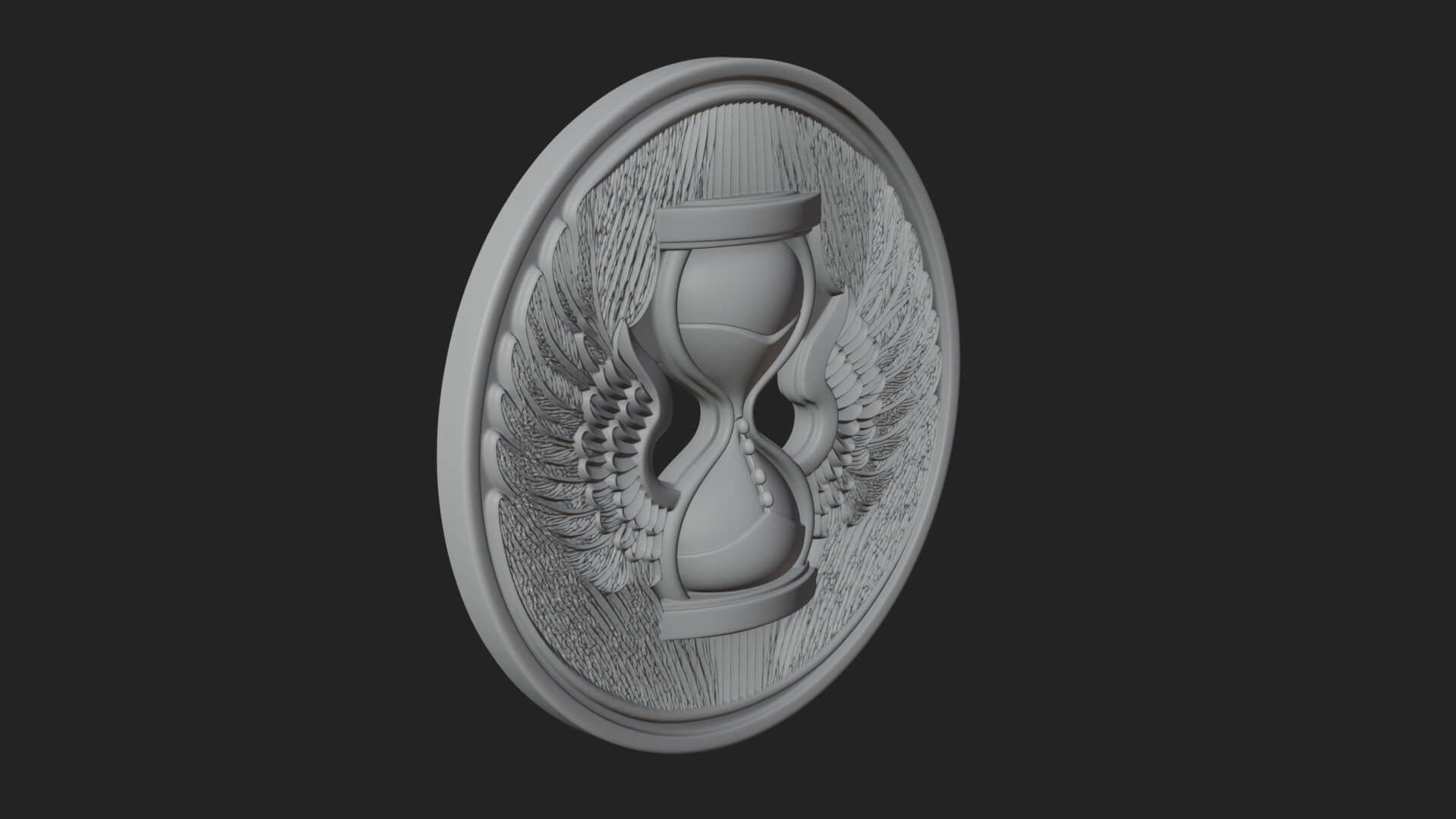 Winged Hourglass Oval Plaque Design 4 3D Print Model 3D Model