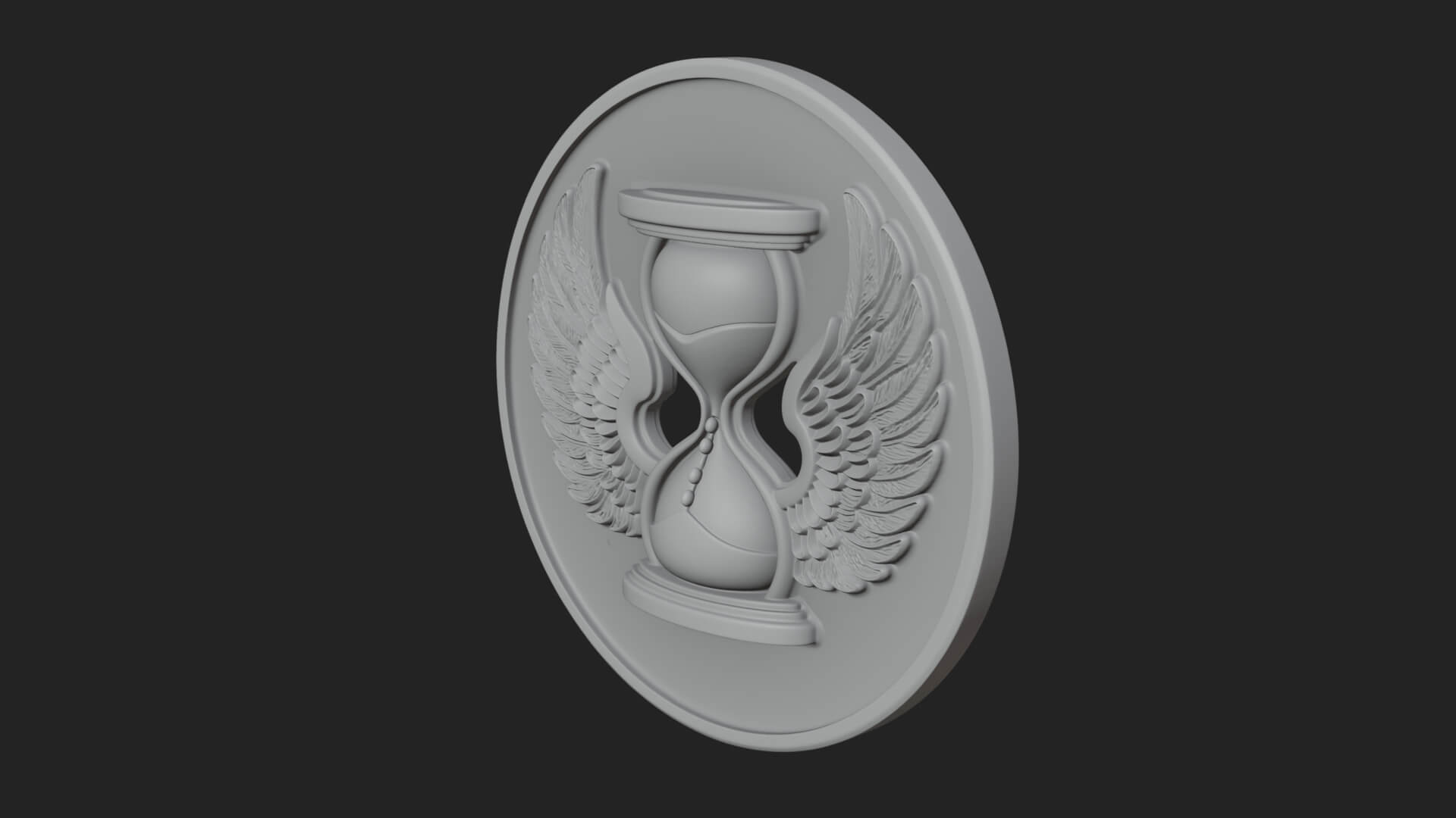 Winged Hourglass Oval Plaque Design 4 3D Print Model 3D Model