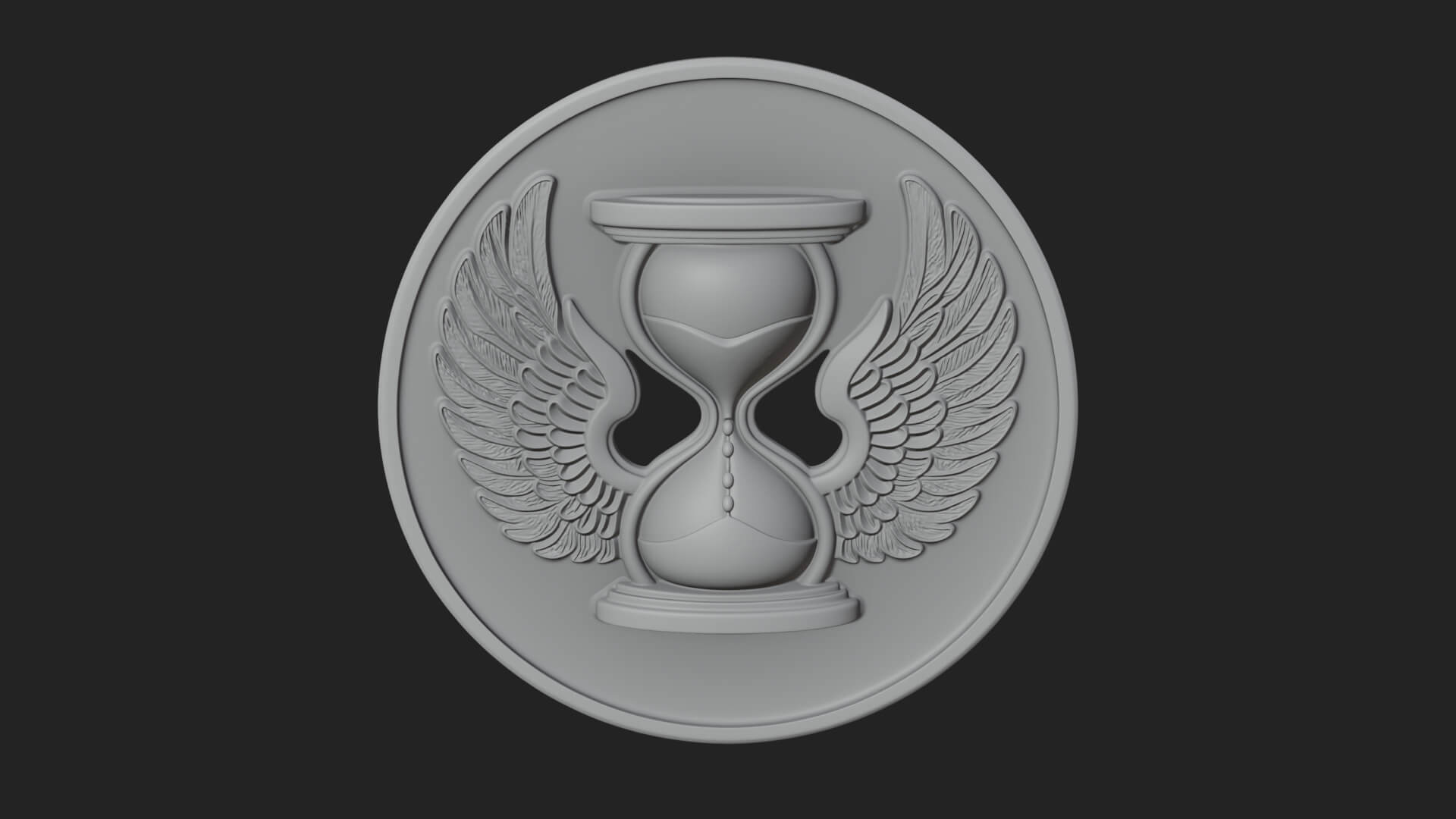 Winged Hourglass Oval Plaque Design 4 3D Print Model 3D Model