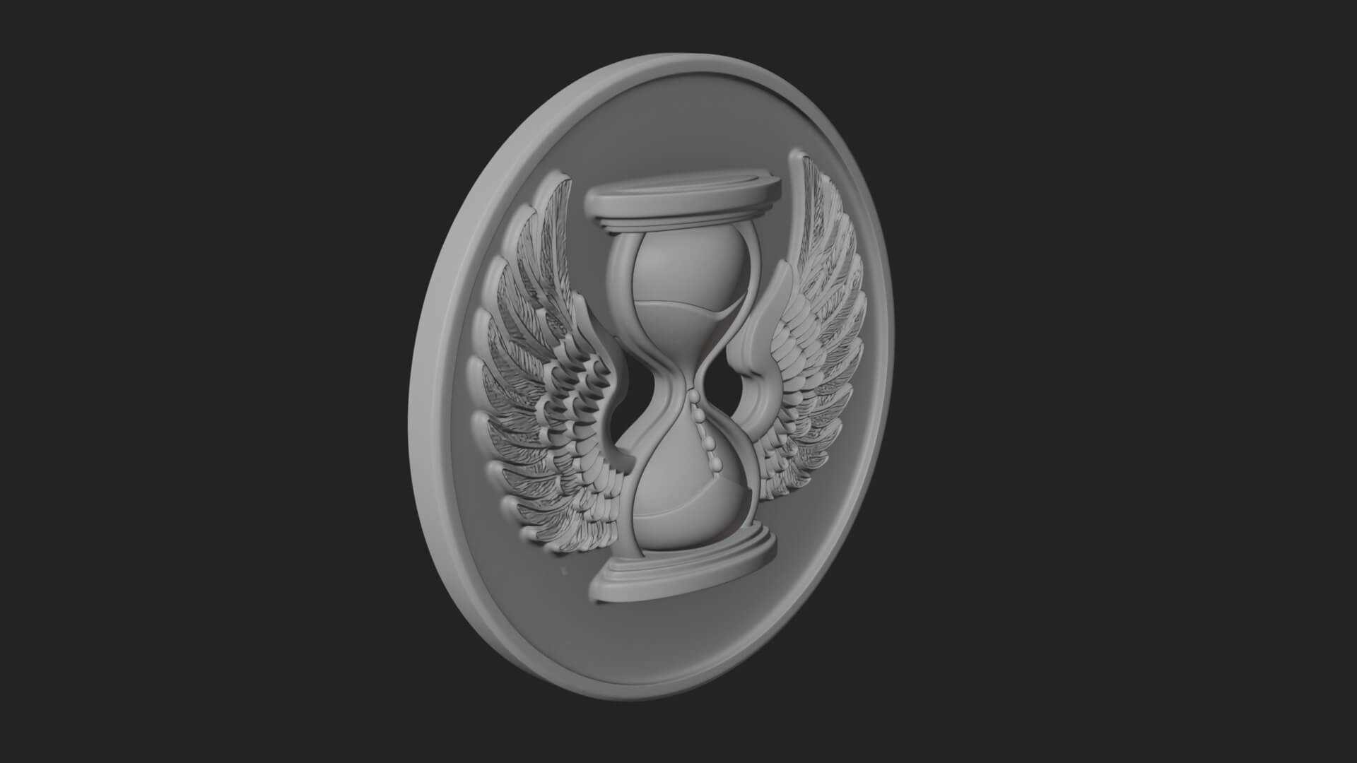 Winged Hourglass Oval Plaque Design 4 3D Print Model 3D Model