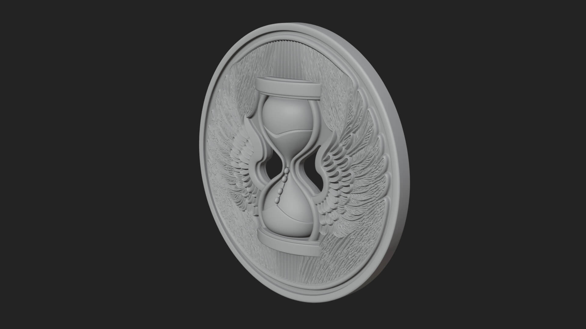 Winged Hourglass Oval Plaque Design 4 3D Print Model 3D Model