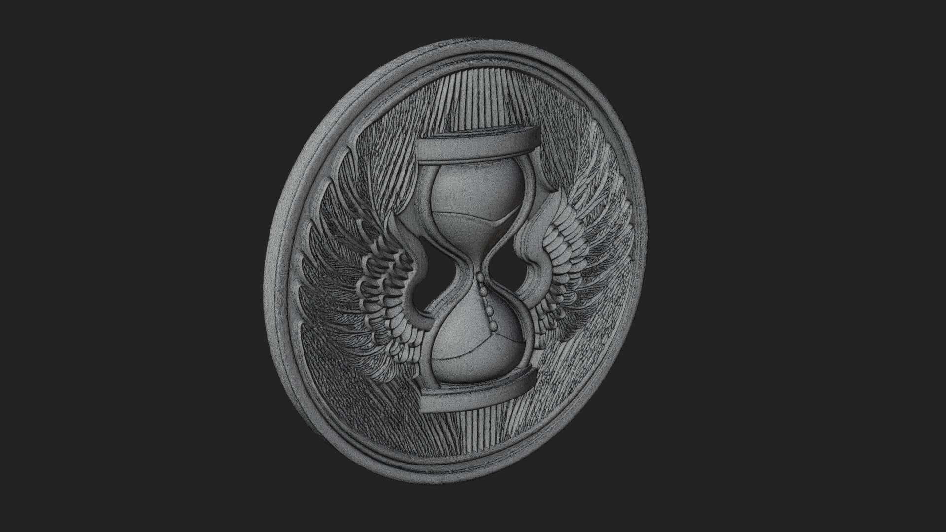 Winged Hourglass Oval Plaque Design 4 3D Print Model 3D Model