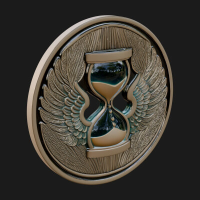 Winged Hourglass Oval Plaque Design 4 3D Print Model