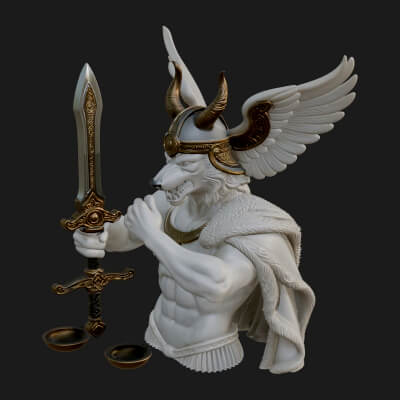 Winged Judgment God Statue Design 1 3D Print Model