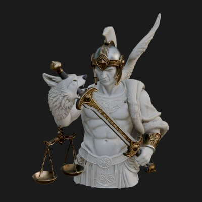 Winged Judgment God Statue Design 3 3D Print Model