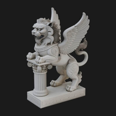 Winged Lion Column Monument Design 1 3D Print Model