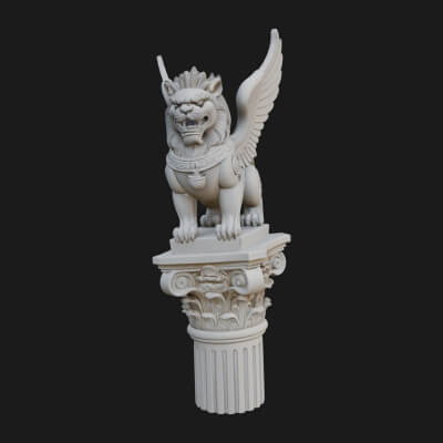 Winged Lion Column Monument Design 2 3D Print Model