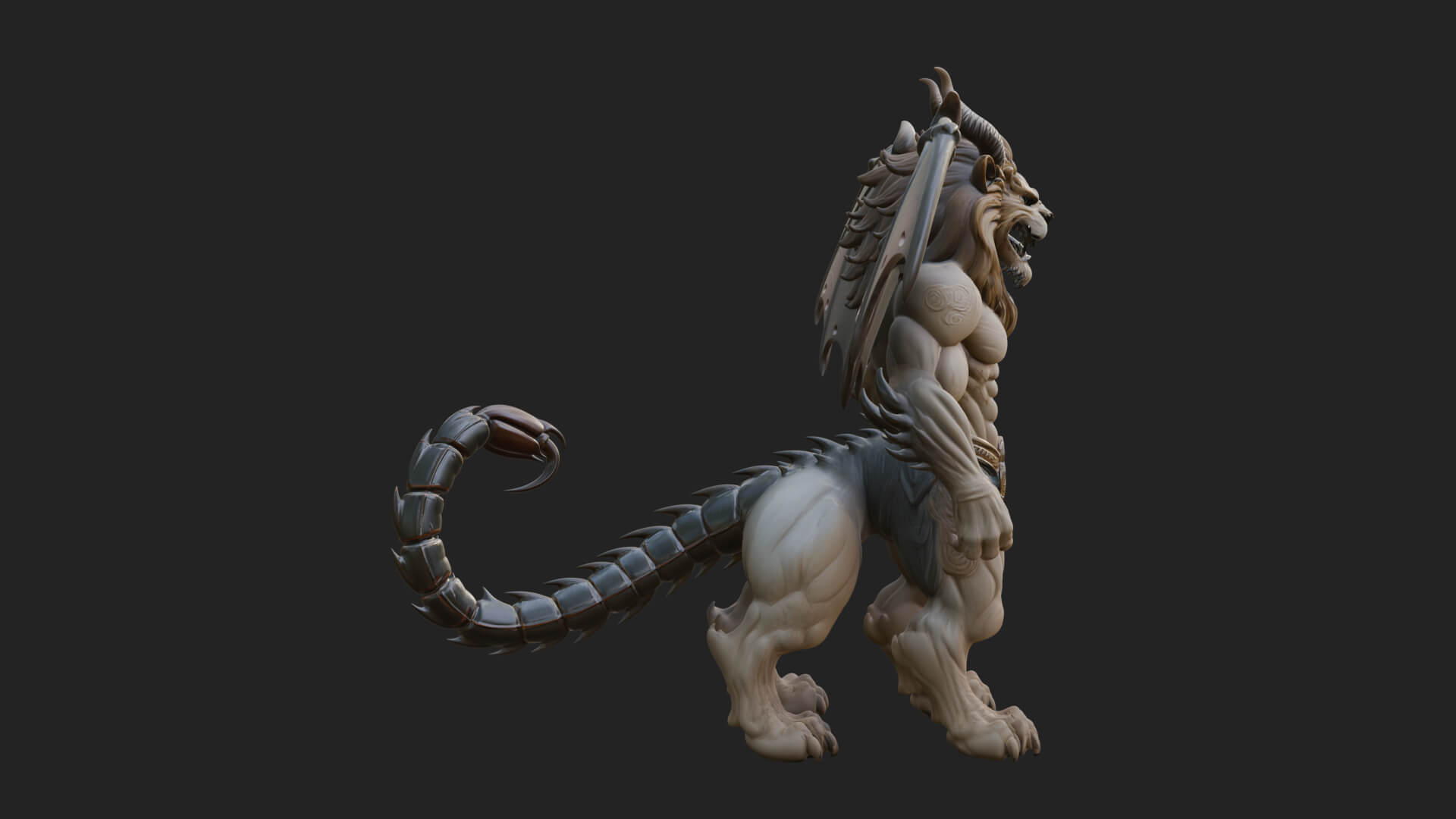 Winged Lion Demon Statue Design 1 3D Print Model 3D Model