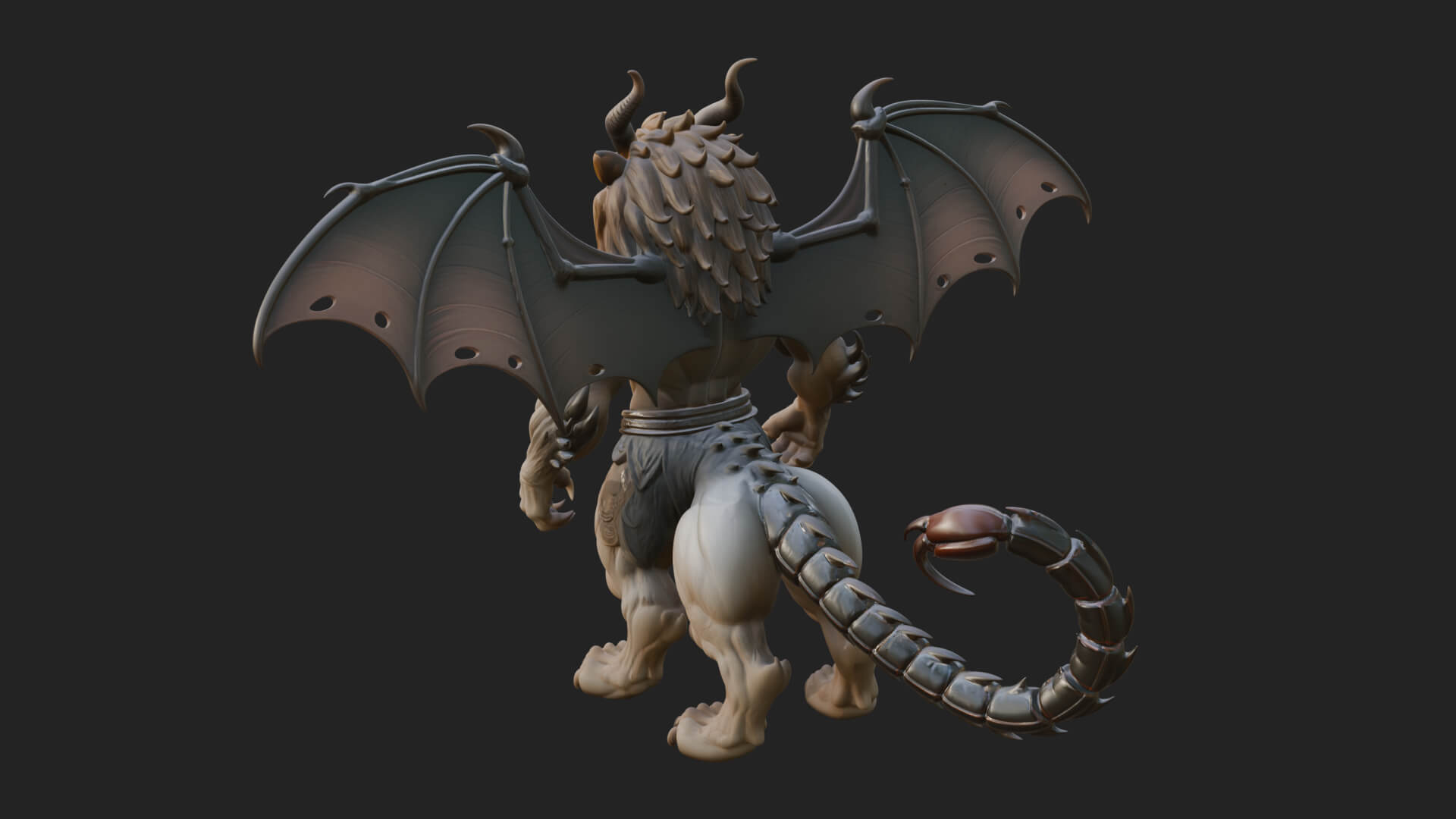 Winged Lion Demon Statue Design 1 3D Print Model 3D Model