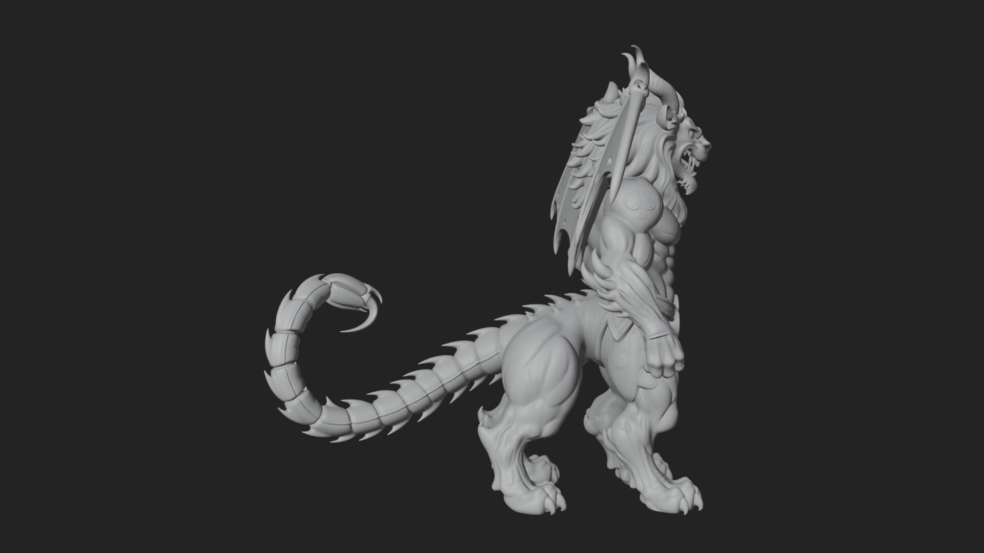 Winged Lion Demon Statue Design 1 3D Print Model 3D Model