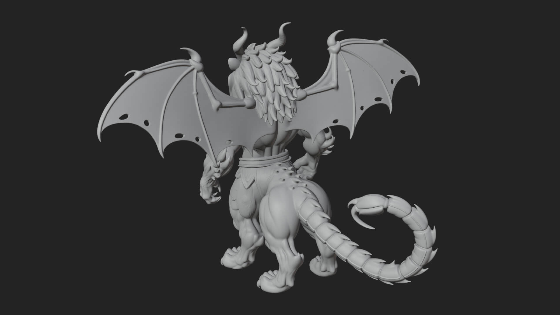 Winged Lion Demon Statue Design 1 3D Print Model 3D Model