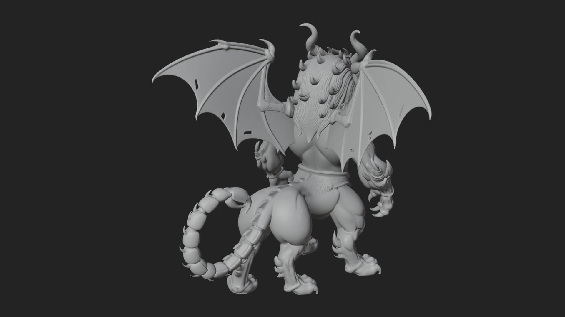 Winged Lion Demon Statue Design 2 3D Print Model 3D Model