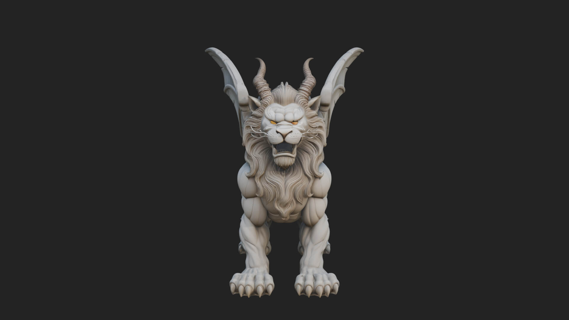 Winged Lion Demon Statue Design 3 3D Print Model 3D Model