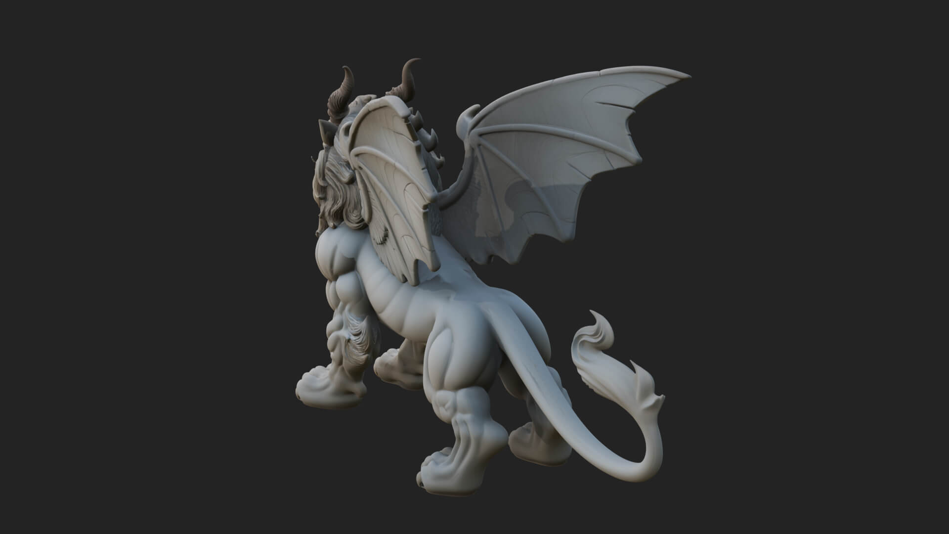 Winged Lion Demon Statue Design 3 3D Print Model 3D Model