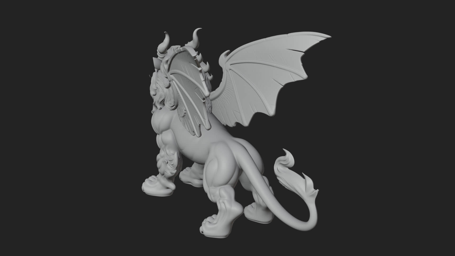 Winged Lion Demon Statue Design 3 3D Print Model 3D Model