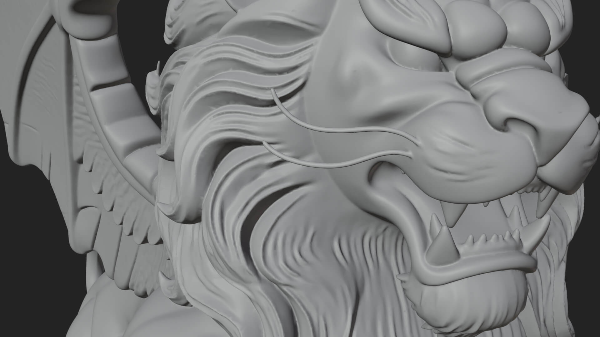Winged Lion Demon Statue Design 3 3D Print Model 3D Model