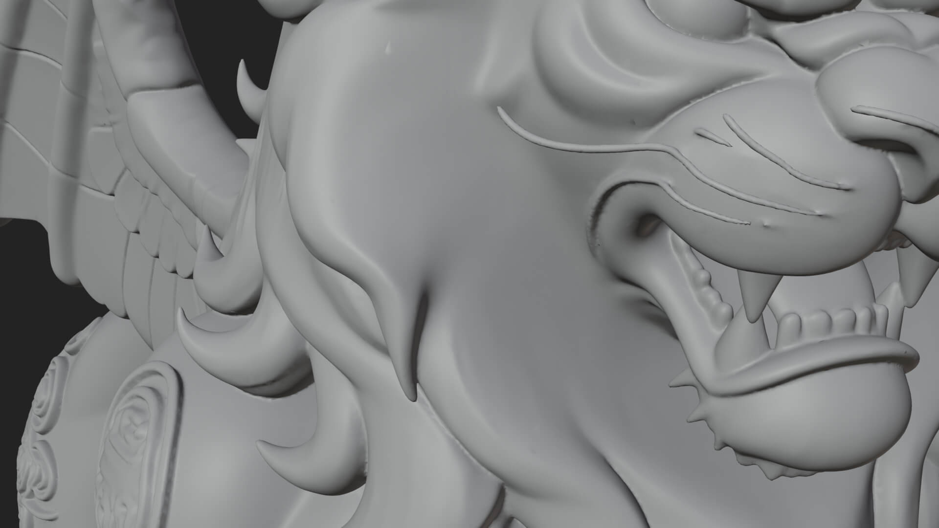 Winged Lion Demon Statue Design 4 3D Print Model 3D Model