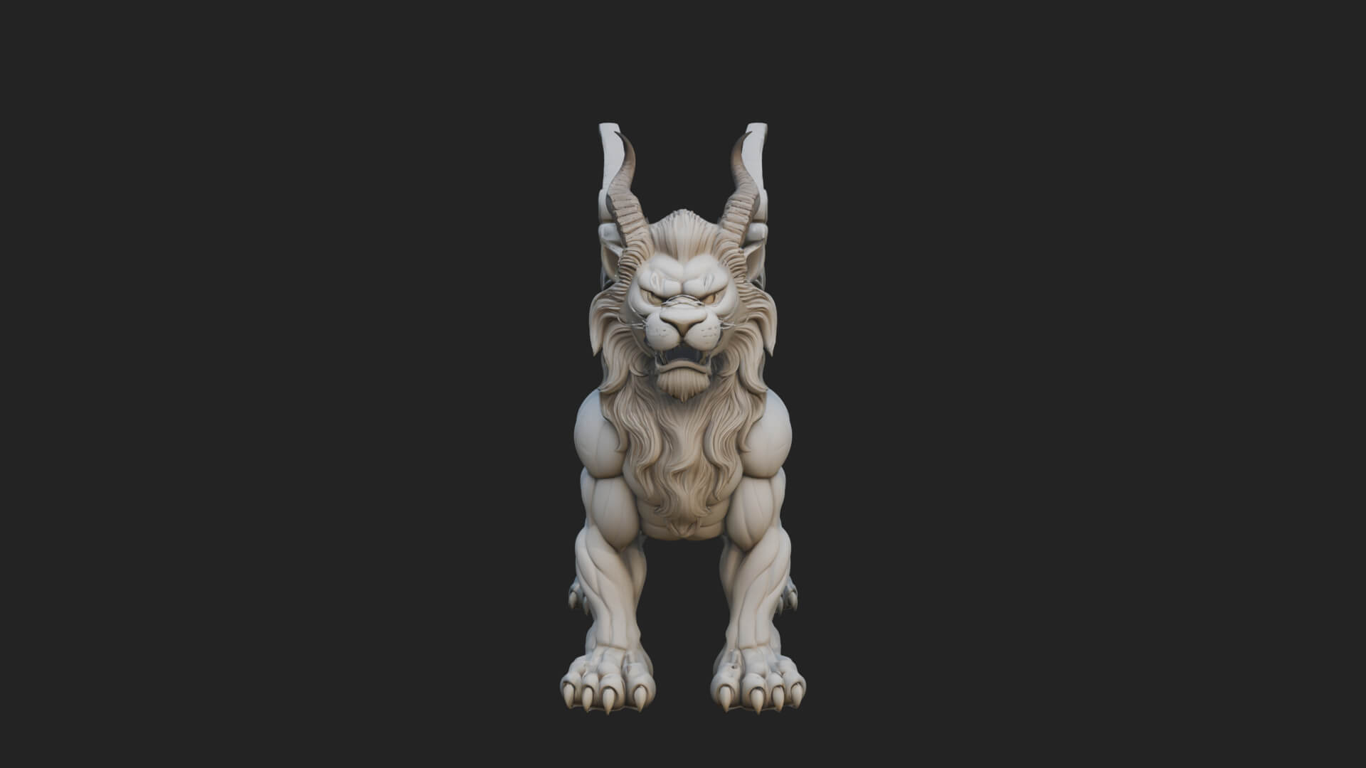 Winged Lion Demon Statue Design 5 3D Print Model 3D Model