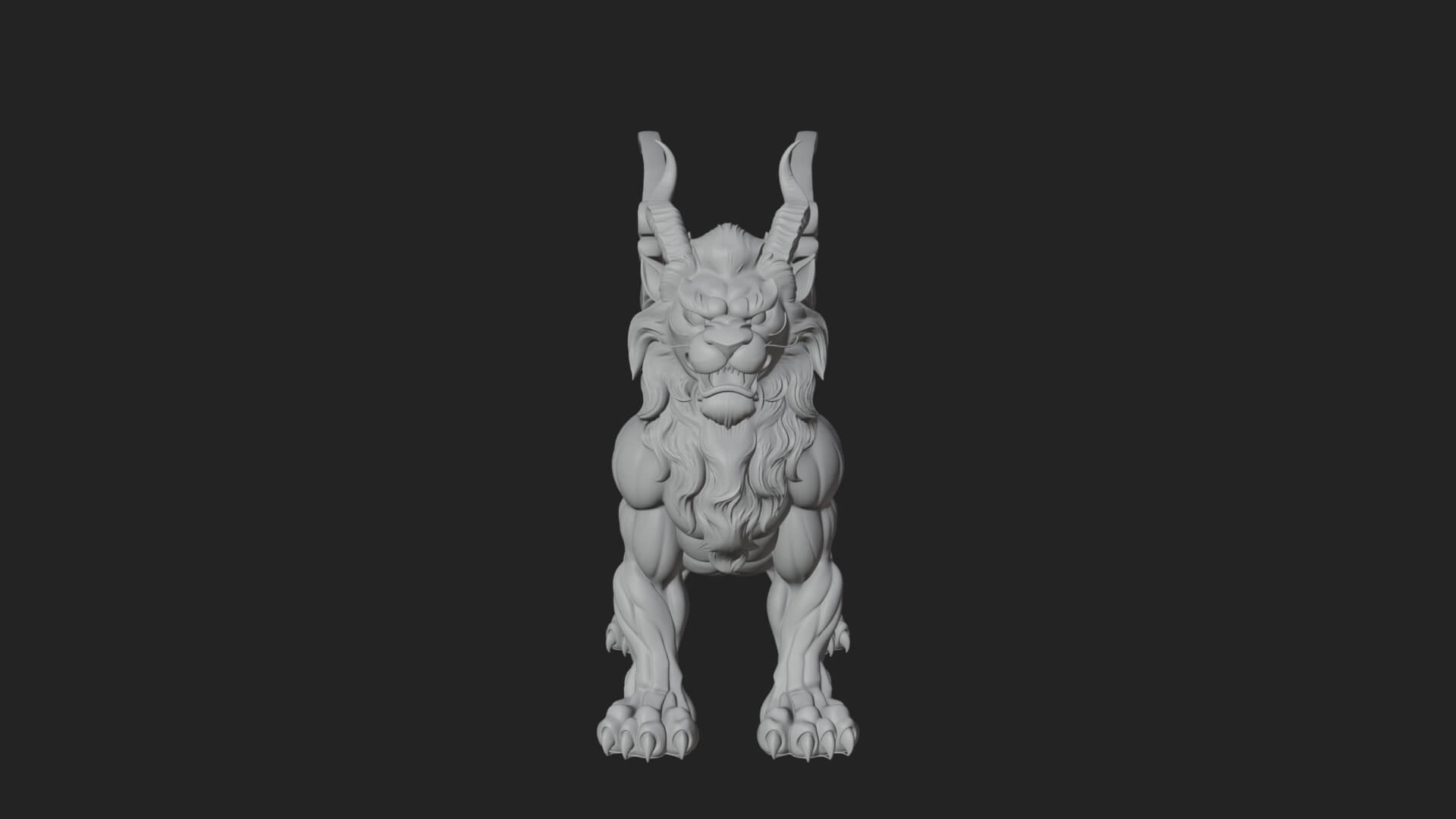 Winged Lion Demon Statue Design 5 3D Print Model 3D Model