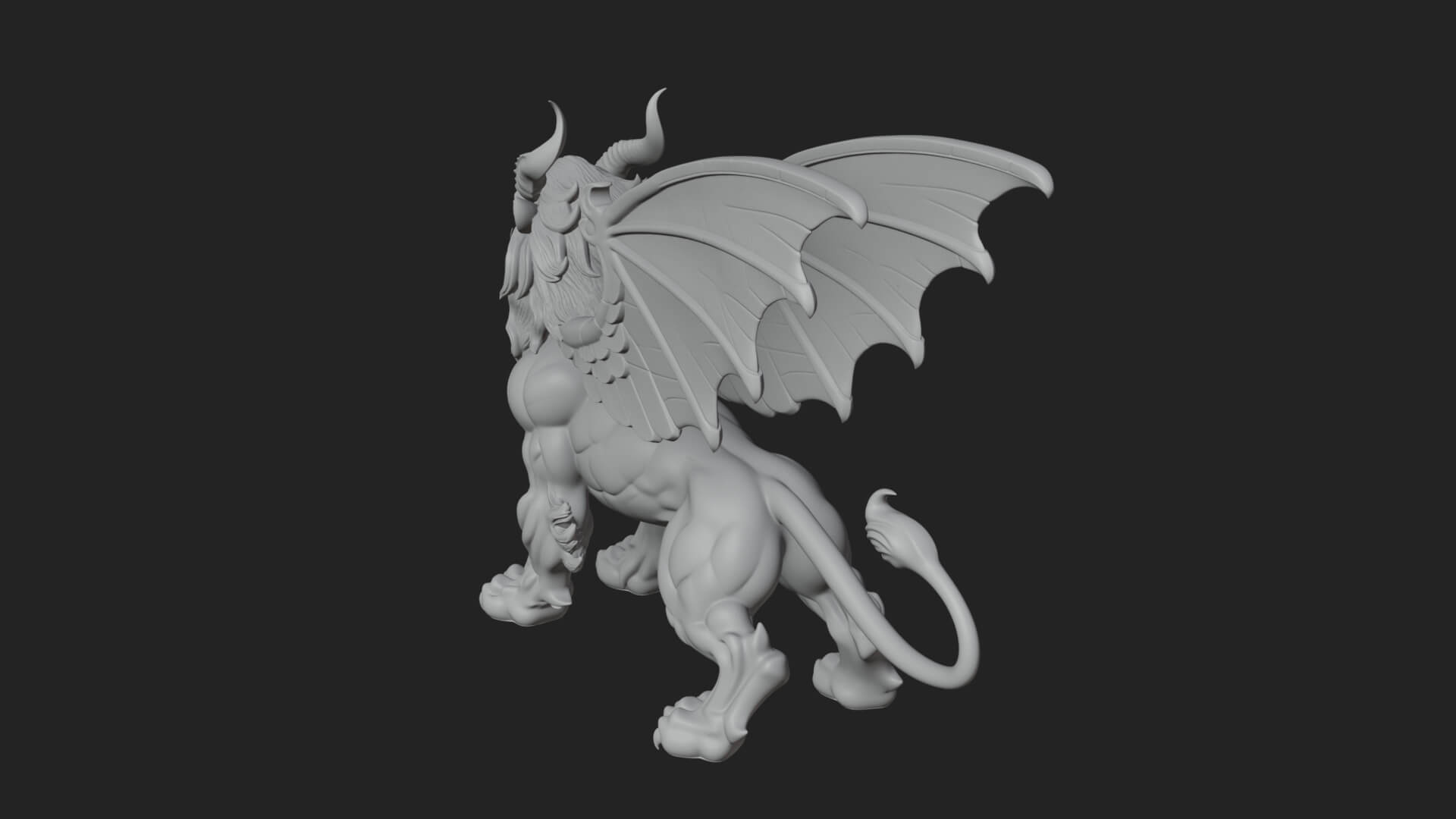 Winged Lion Demon Statue Design 5 3D Print Model 3D Model