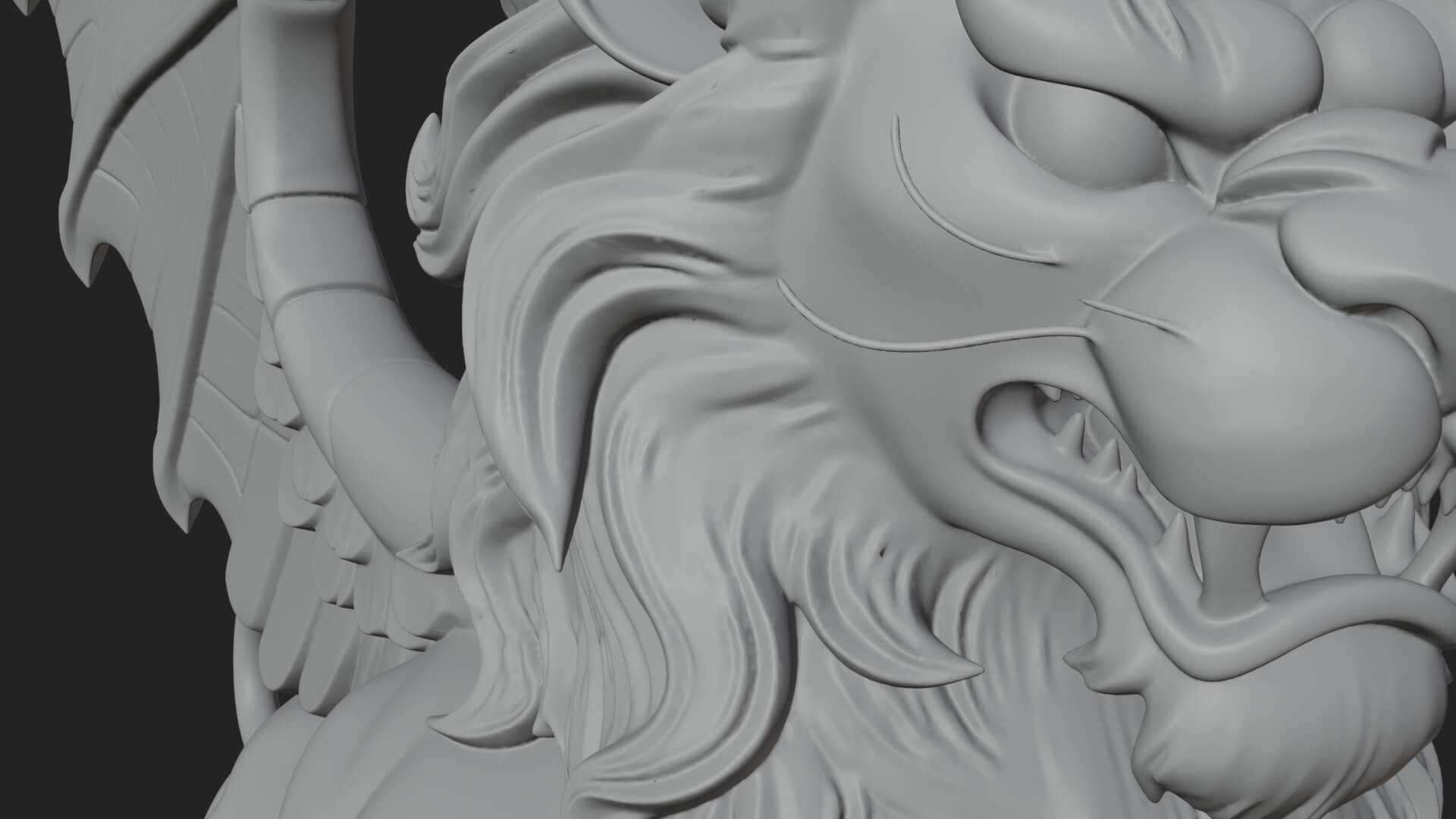 Winged Lion Demon Statue Design 5 3D Print Model 3D Model