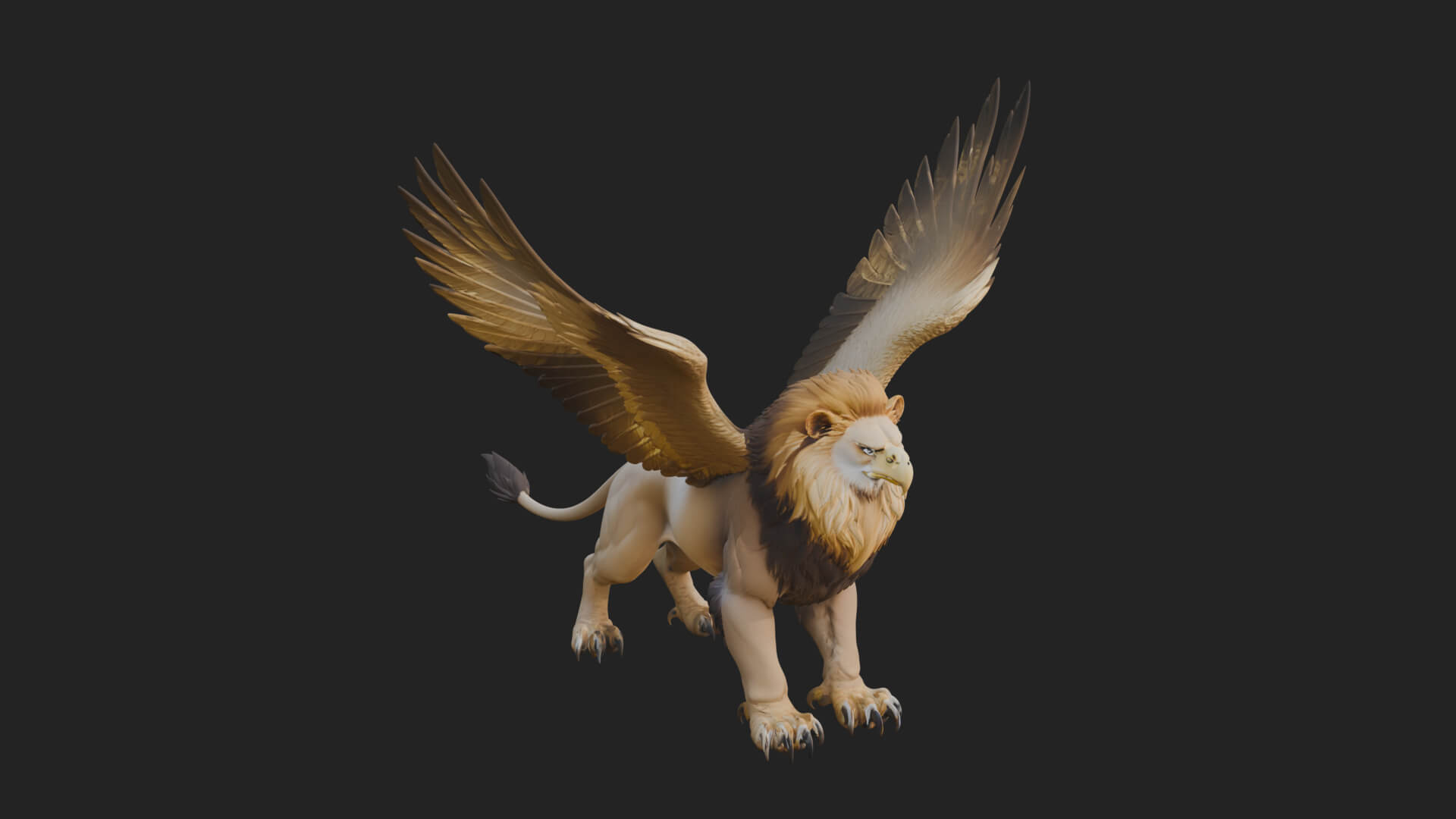 Winged Lion Demon Statue Design 6 3D Print Model 3D Model