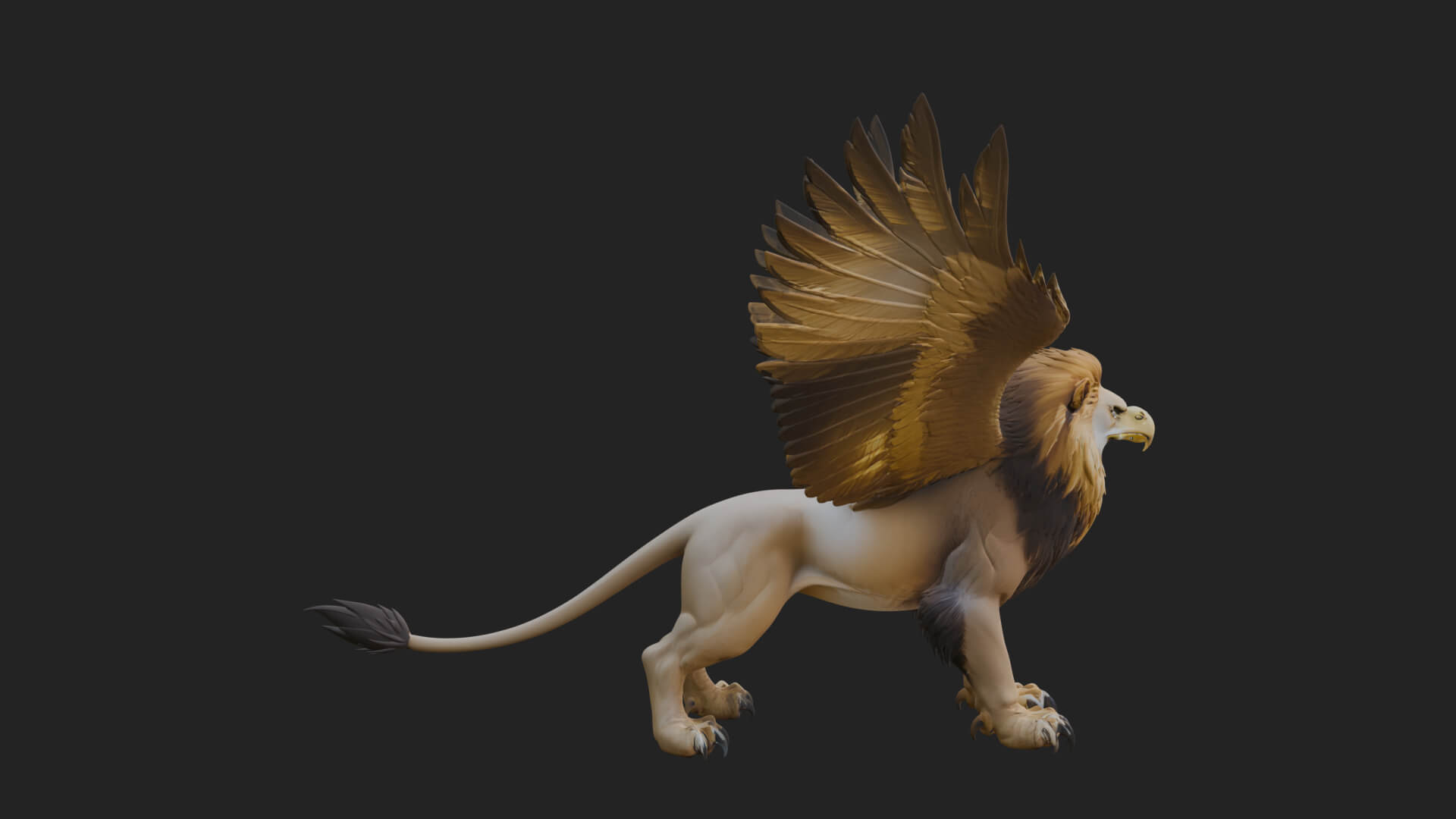 Winged Lion Demon Statue Design 6 3D Print Model 3D Model