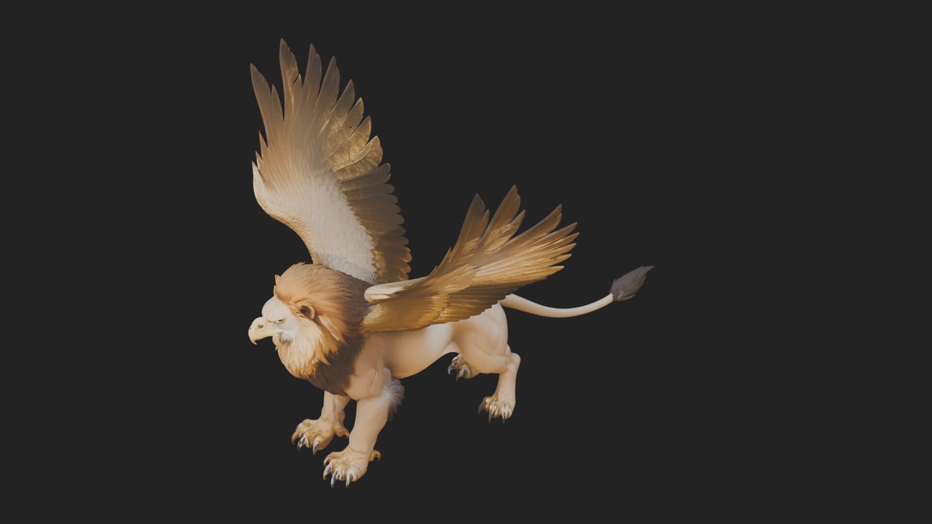 Winged Lion Demon Statue Design 6 3D Print Model 3D Model