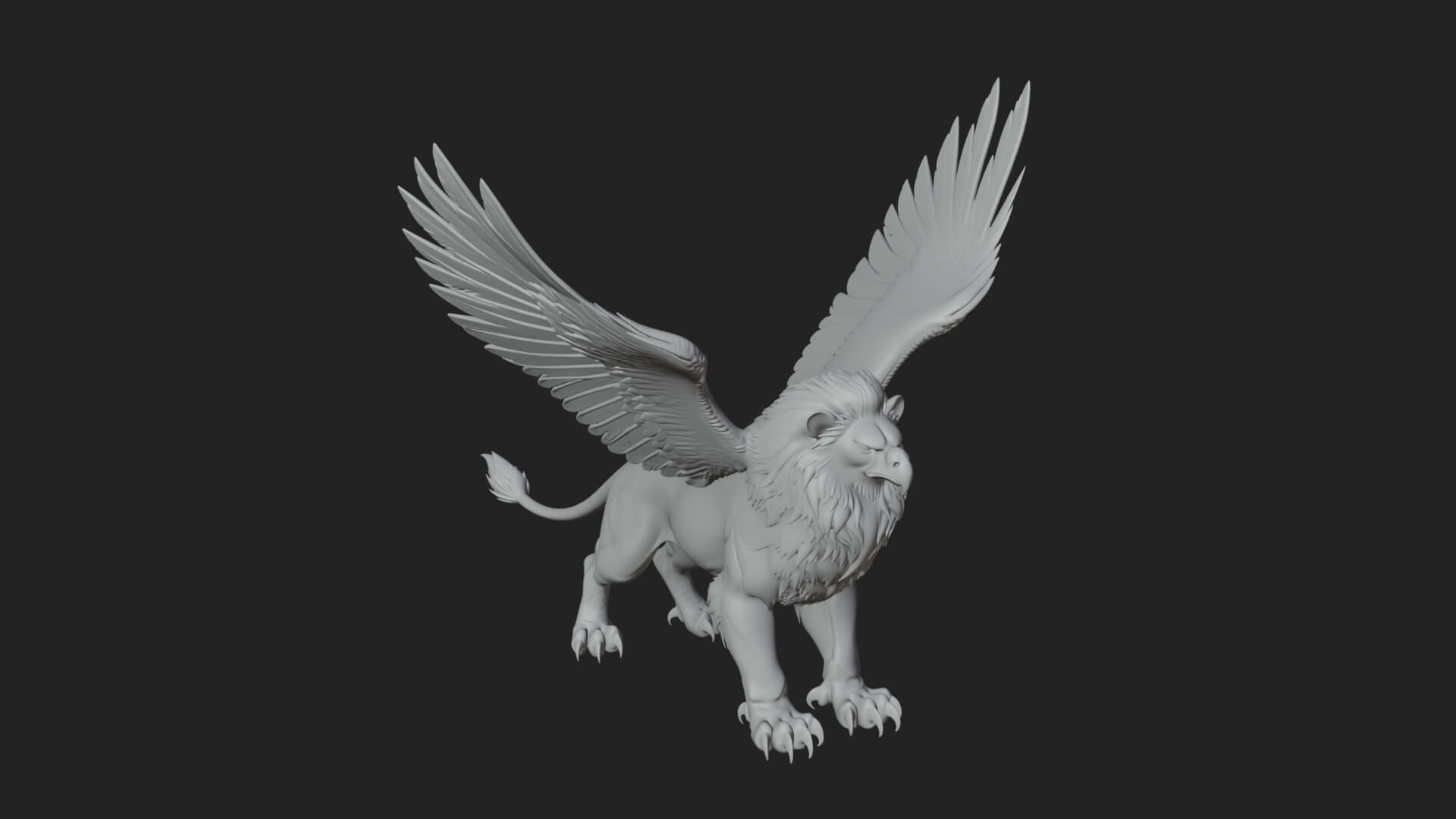 Winged Lion Demon Statue Design 6 3D Print Model 3D Model