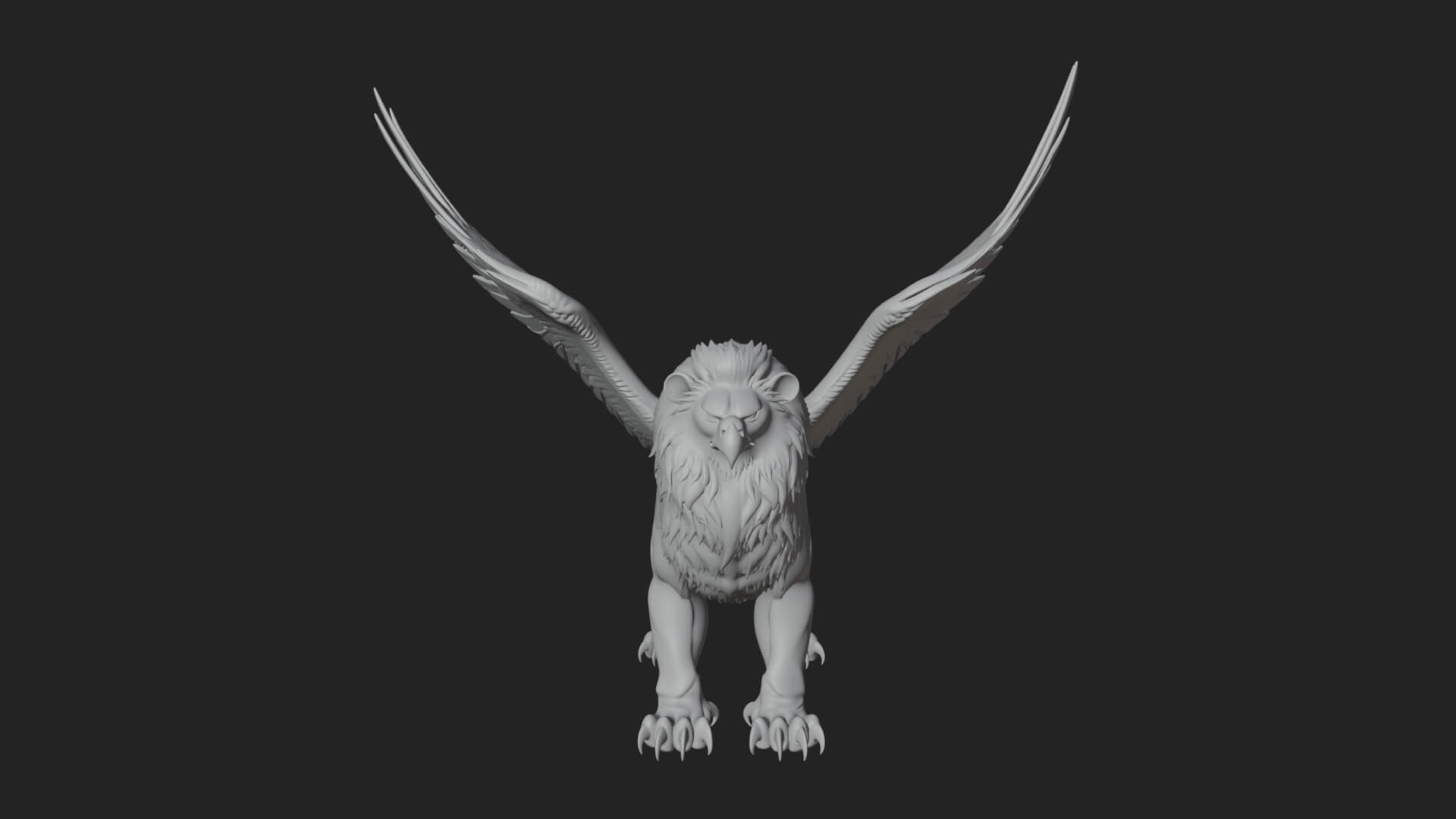 Winged Lion Demon Statue Design 6 3D Print Model 3D Model