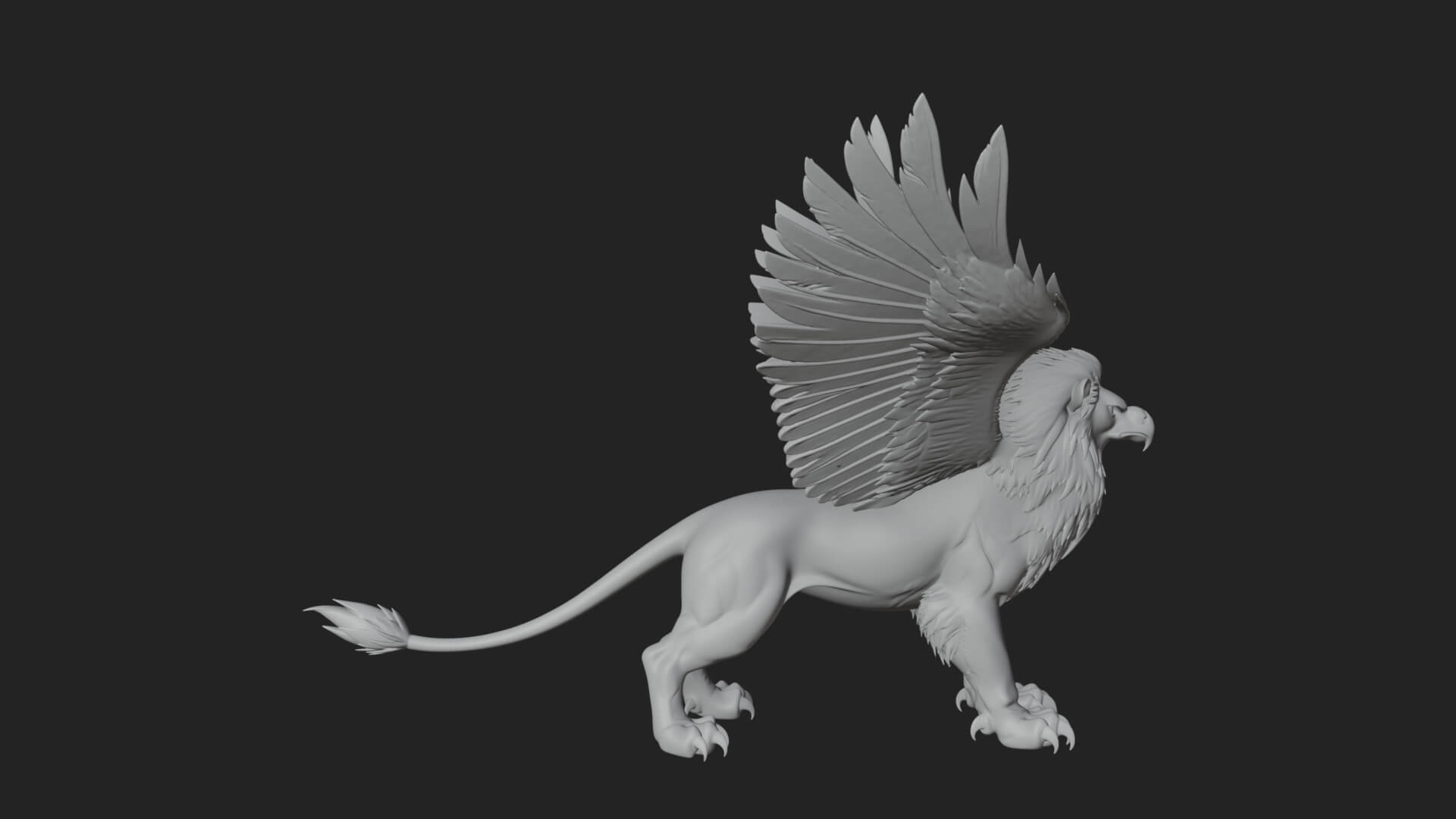 Winged Lion Demon Statue Design 6 3D Print Model 3D Model