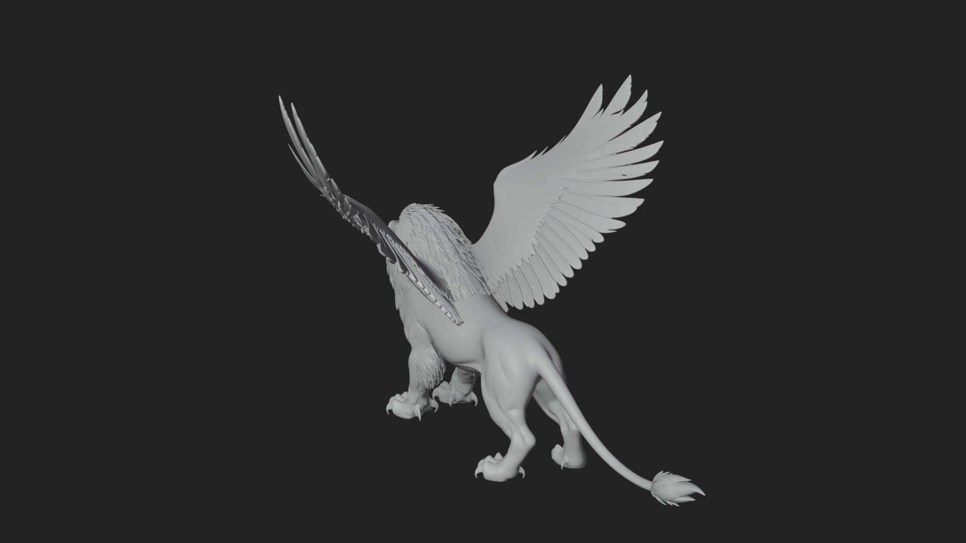 Winged Lion Demon Statue Design 6 3D Print Model 3D Model
